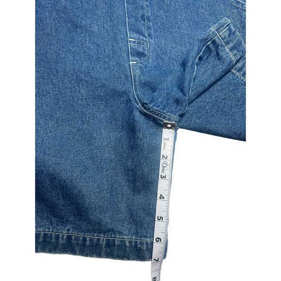 Vintage L.L. Bean Girls Denim Overall Shorts Carpenter Pockets Size Large 14/16 - Picture 6 of 9